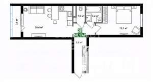 2-к квартира, сданный дом, 50м2, 6/10 этаж