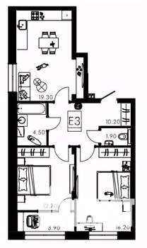 3-к квартира, вторичка, 69м2, 1/12 этаж