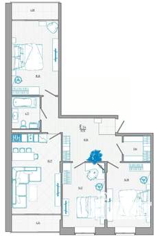 4-к квартира, строящийся дом, 104м2, 8/8 этаж