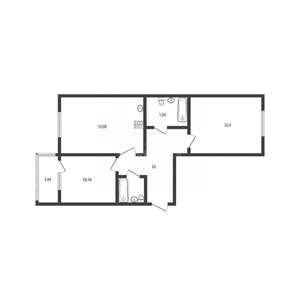 2-к квартира, вторичка, 52м2, 11/12 этаж