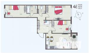 3-к квартира, вторичка, 85м2, 17/17 этаж