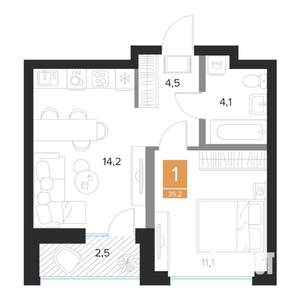 1-к квартира, вторичка, 35м2, 3/16 этаж