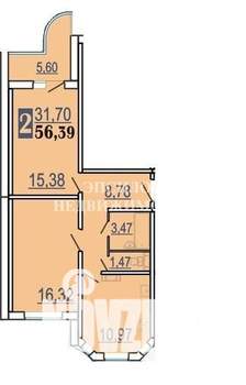 2-к квартира, вторичка, 59м2, 12/17 этаж