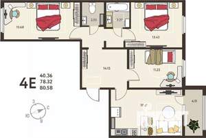 3-к квартира, вторичка, 81м2, 3/18 этаж
