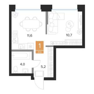 1-к квартира, вторичка, 32м2, 3/16 этаж
