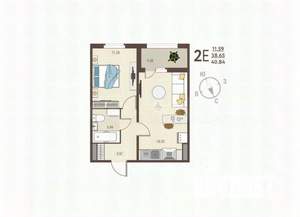 1-к квартира, вторичка, 41м2, 17/17 этаж