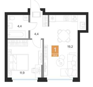 1-к квартира, вторичка, 40м2, 8/16 этаж