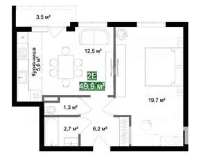 2-к квартира, сданный дом, 50м2, 10/10 этаж