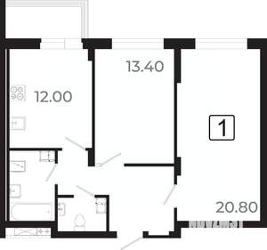 2-к квартира, вторичка, 63м2, 4/21 этаж