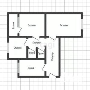 3-к квартира, вторичка, 61м2, 9/9 этаж