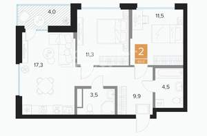 2-к квартира, вторичка, 60м2, 11/16 этаж