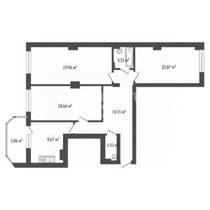 3-к квартира, сданный дом, 87м2, 2/10 этаж