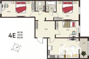 3-к квартира, вторичка, 81м2, 10/18 этаж