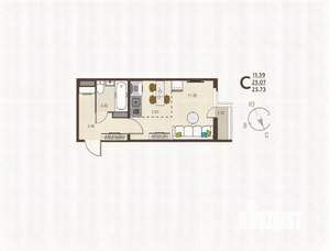 Студия квартира, вторичка, 25м2, 13/17 этаж
