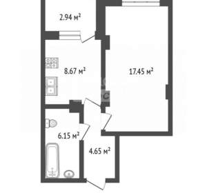1-к квартира, сданный дом, 40м2, 7/11 этаж