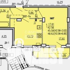 1-к квартира, сданный дом, 49м2, 1/10 этаж