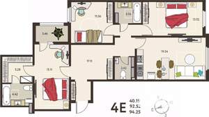 3-к квартира, вторичка, 94м2, 6/18 этаж