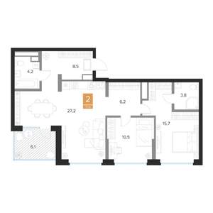 2-к квартира, вторичка, 78м2, 15/16 этаж