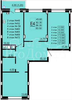 3-к квартира, вторичка, 86м2, 2/8 этаж