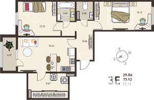 2-к квартира, вторичка, 76м2, 2/18 этаж