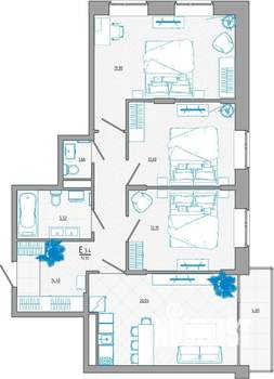 4-к квартира, строящийся дом, 97м2, 7/8 этаж