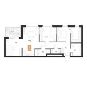 2-к квартира, вторичка, 74м2, 15/16 этаж