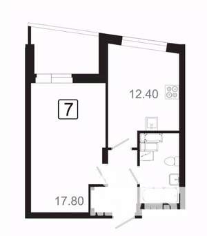 1-к квартира, вторичка, 40м2, 20/21 этаж