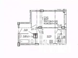 1-к квартира, вторичка, 41м2, 10/10 этаж