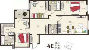 3-к квартира, вторичка, 94м2, 14/18 этаж