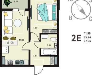 1-к квартира, вторичка, 37м2, 4/18 этаж