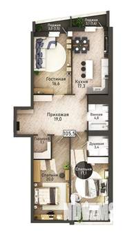 4-к квартира, вторичка, 105м2, 16/21 этаж