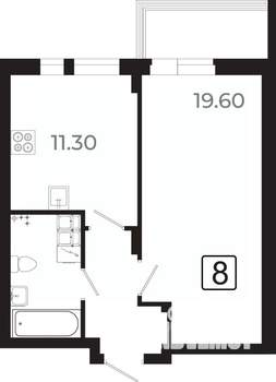 1-к квартира, вторичка, 42м2, 5/21 этаж
