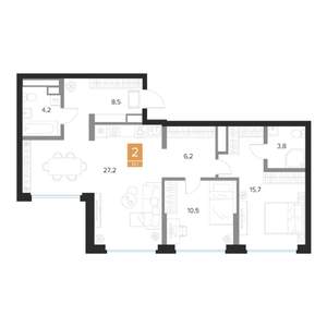 2-к квартира, вторичка, 76м2, 16/16 этаж