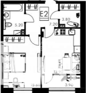 2-к квартира, вторичка, 50м2, 2/15 этаж