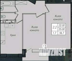 2-к квартира, сданный дом, 57м2, 8/10 этаж