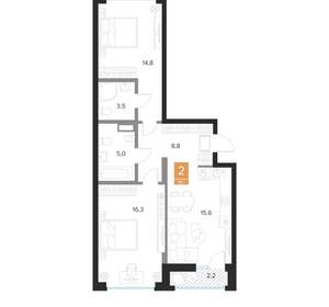 2-к квартира, вторичка, 65м2, 4/16 этаж