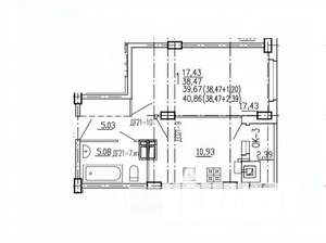 1-к квартира, вторичка, 41м2, 6/10 этаж