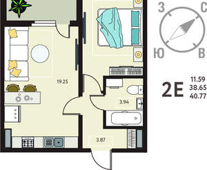 1-к квартира, вторичка, 41м2, 4/18 этаж