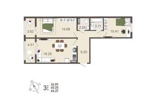 2-к квартира, сданный дом, 64м2, 9/18 этаж