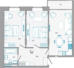 3-к квартира, строящийся дом, 74м2, 8/8 этаж
