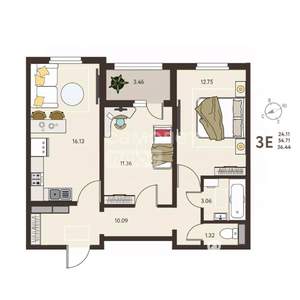 2-к квартира, вторичка, 56м2, 18/18 этаж