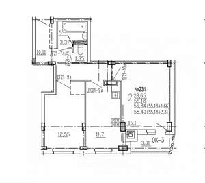 2-к квартира, вторичка, 58м2, 7/10 этаж