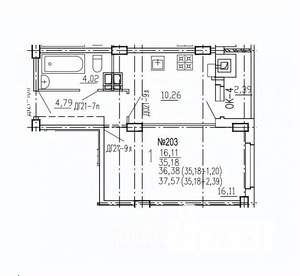 1-к квартира, вторичка, 38м2, 4/10 этаж