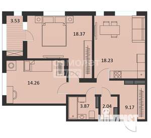2-к квартира, вторичка, 68м2, 11/16 этаж