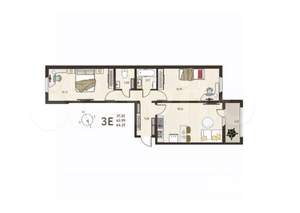 2-к квартира, строящийся дом, 66м2, 11/17 этаж