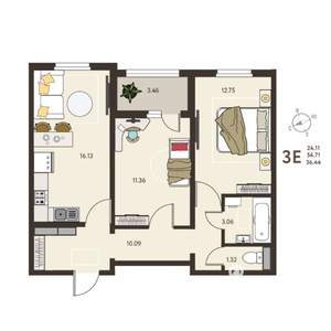 2-к квартира, вторичка, 56м2, 18/18 этаж