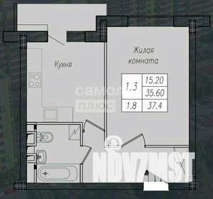 1-к квартира, сданный дом, 37м2, 4/11 этаж
