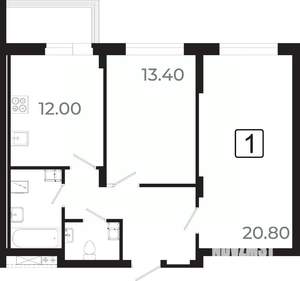 2-к квартира, вторичка, 63м2, 3/21 этаж