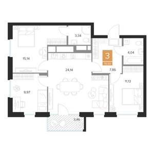 3-к квартира, вторичка, 77м2, 8/9 этаж