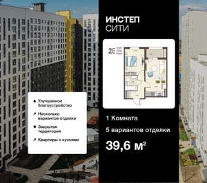 1-к квартира, вторичка, 40м2, 15/17 этаж